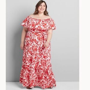 Lane Bryant Floral Ruffle Maxi Dress